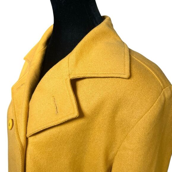 Vintage Wool Cropped Coat Size Medium Yellow Mod Retro Colorful Classic Preppy - Picture 4 of 6